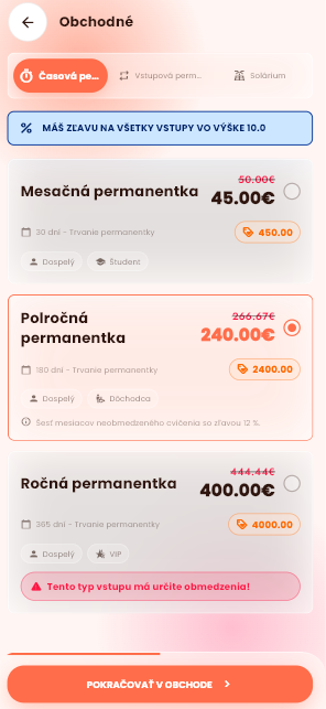 OnGym appka, šablóna Aurora