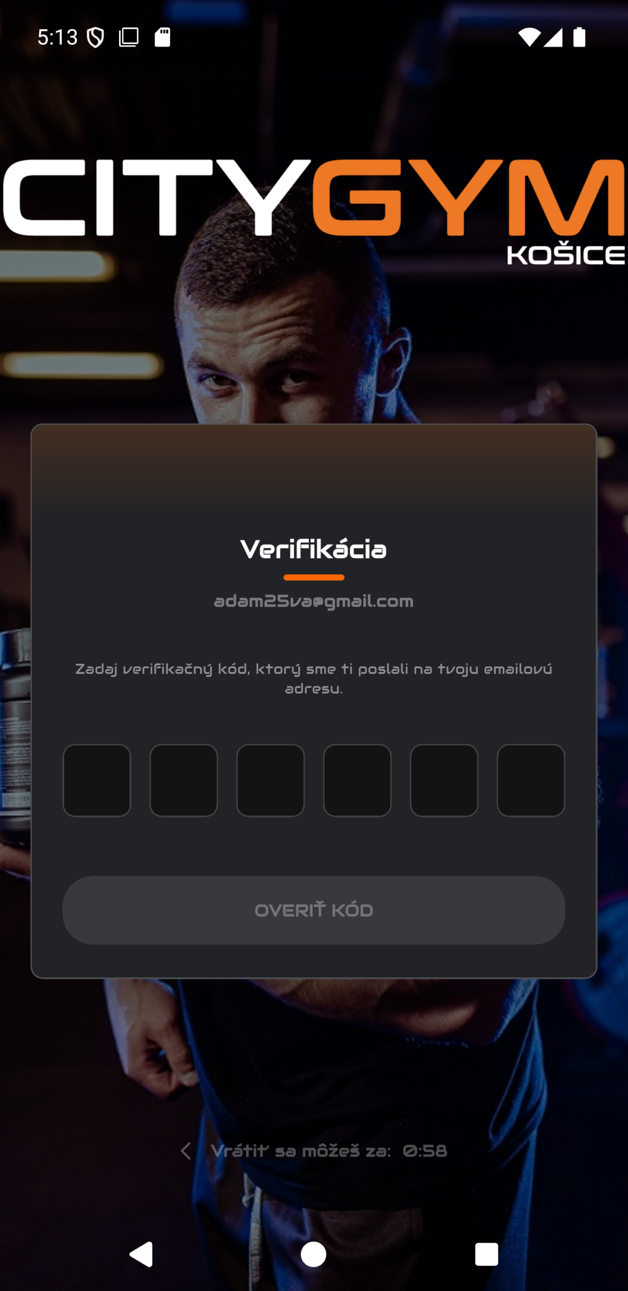 Branded aplikácia fitness centra, ukážka dizajnu