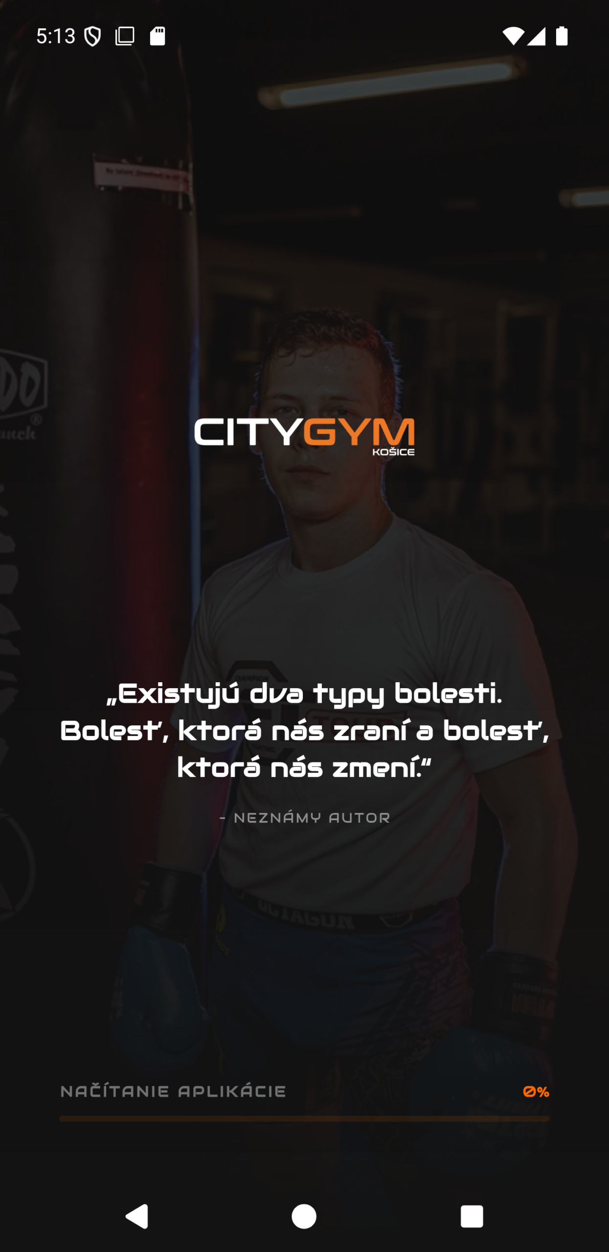 Branded aplikácia fitness centra, ukážka dizajnu
